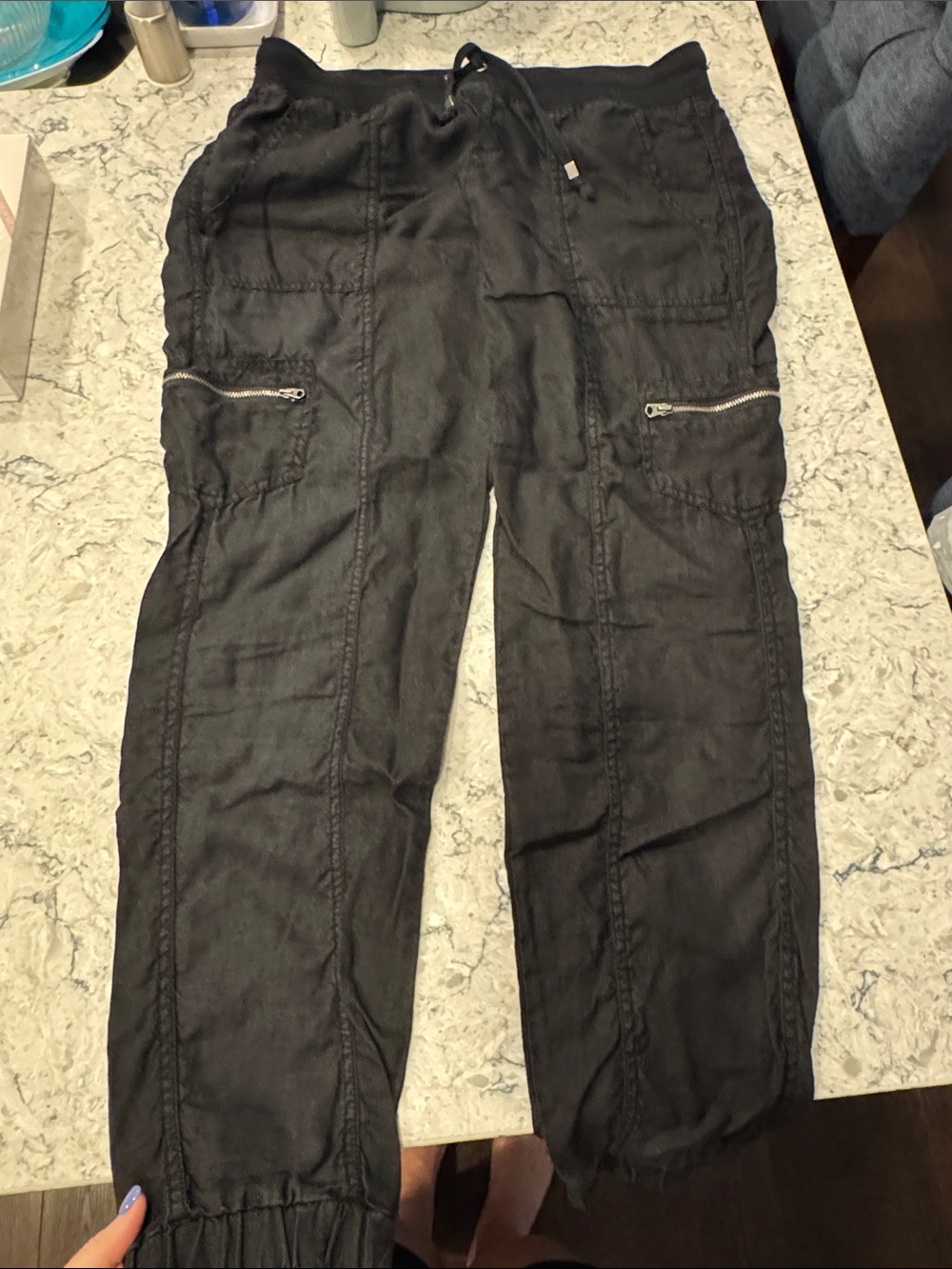 Athleta Black Cargo Jogger Pants with Zip Pockets